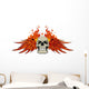 Skull Wings and Flames Wall Decal