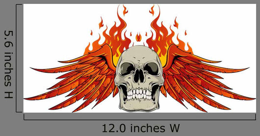 Skull Wings and Flames Wall Decal