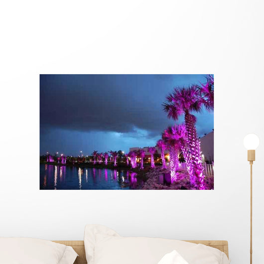 Palms under Purple Light Wall Decal