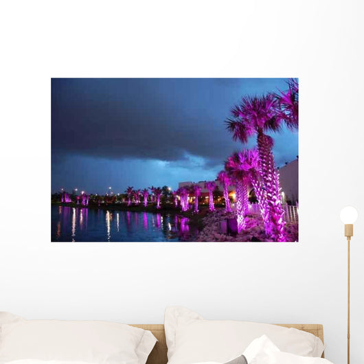 Palms under Purple Light Wall Decal