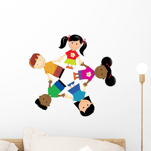 Children Holding Hands in a Circle Wall Decal