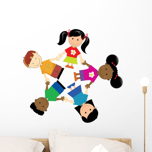 Children Holding Hands in a Circle Wall Decal