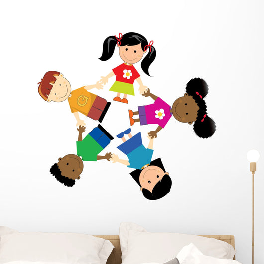 Children Holding Hands in a Circle Wall Decal