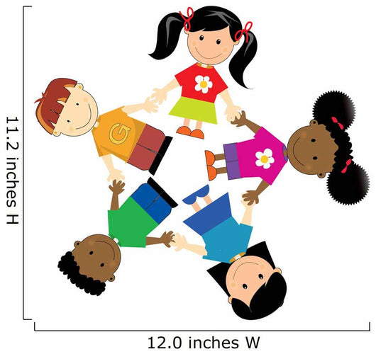 Children Holding Hands Circle Wall Decal