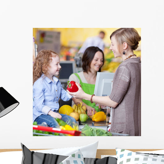 Family While Shopping Supermarket
