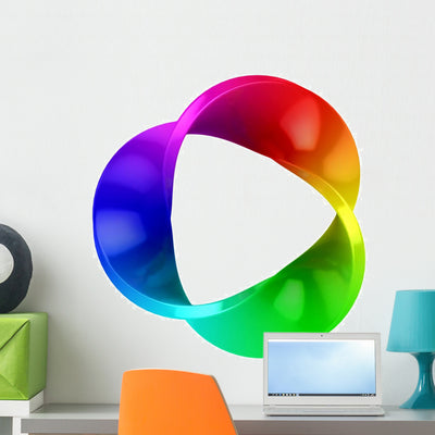 Abstract Three Dimensional Colorful Wall Decal shown on a wall