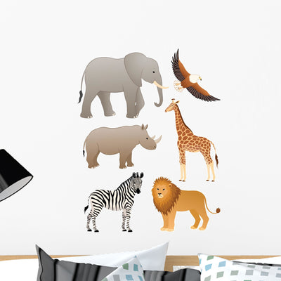 African Animals Wall Stickers shown on a wall
