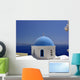 Santorini Blue Dome Church Wall Mural