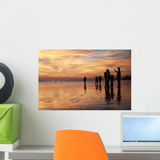 Family Sunset Beach Walk Wall Decal