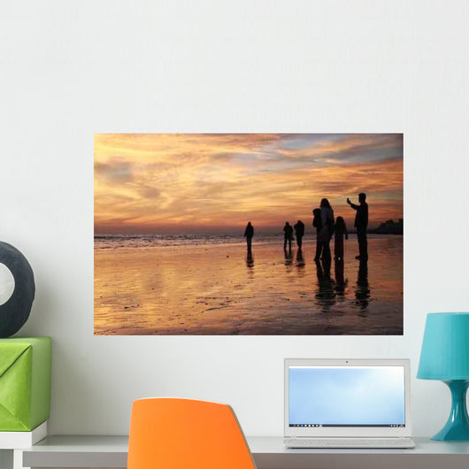 Family Sunset Beach Walk Wall Decal