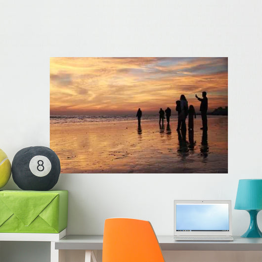 Family Sunset Beach Walk Wall Decal