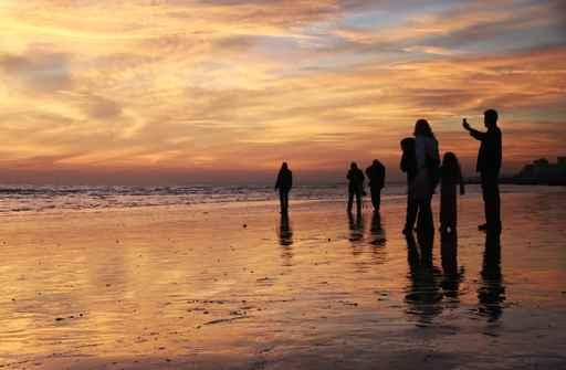 Family Sunset Beach Walk Wall Decal