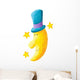 Funny Moon with Blue Wall Decal Sticker Set