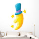 Funny Moon with Blue Wall Decal Sticker Set
