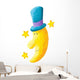 Funny Moon with Blue Wall Decal Sticker Set