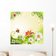 Springtime Background With Flowers and Butterflies Wall Mural