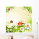 Springtime Background With Flowers and Butterflies Wall Mural