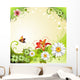 Springtime Background With Flowers and Butterflies Wall Mural