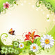 Springtime Background With Flowers and Butterflies Wall Mural