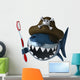 Shark Pirate and Toothbrush Wall Decal