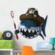 Shark Pirate and Toothbrush Wall Decal
