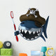 Shark Pirate and Toothbrush Wall Decal