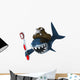 Shark Pirate and Toothbrush Wall Decal