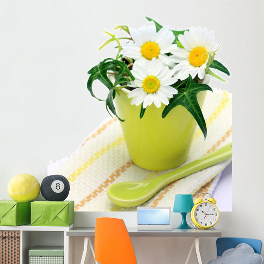Ivy and White Flower Wall Mural