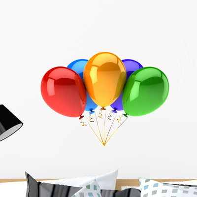 Party Balloons Colorful Red Wall Decal shown on a wall
