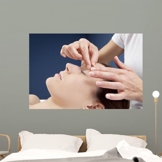 Massage Pinch Eyebrows Wall Mural