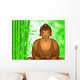 Zen Buddha Meditating by Bamboo Forest Background Wall Mural