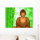 Zen Buddha Meditating by Bamboo Forest Background Wall Mural