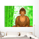 Zen Buddha Meditating by Bamboo Forest Background Wall Mural