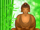 Zen Buddha Meditating by Bamboo Forest Background Wall Mural