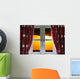 Sunset through a secure window with curtains Wall Mural