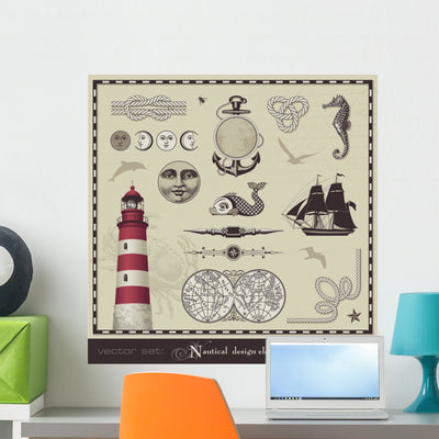 Vector Set Nautical Design shown on a wall