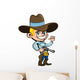 Cartoon Cowboy with Sixguns Wall Mural