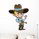 Cartoon Cowboy with Sixguns Wall Mural