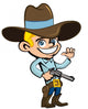Cartoon Cowboy with Sixguns Wall Mural