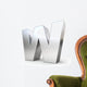 3D Metal Letter W Wall Decal