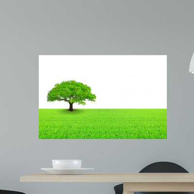 Arbre Sur Prairie Et Wall Decal shown on a wall