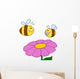 Mother Bee Flying With Baby Bee Over Flower Wall Decal