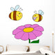 Mother Bee Flying With Baby Bee Over Flower Wall Decal