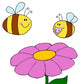 Mother Bee Flying With Baby Bee Over Flower Wall Decal