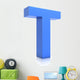 3D Blue Letter T Wall Decal