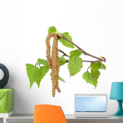 Flowers Leaves Wall Decal shown on a wall