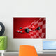 Red Formula One Car and Racing Flag Wall Mural