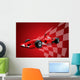 Red Formula One Car and Racing Flag Wall Mural