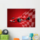 Red Formula One Car and Racing Flag Wall Mural