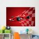 Red Formula One Car and Racing Flag Wall Mural
